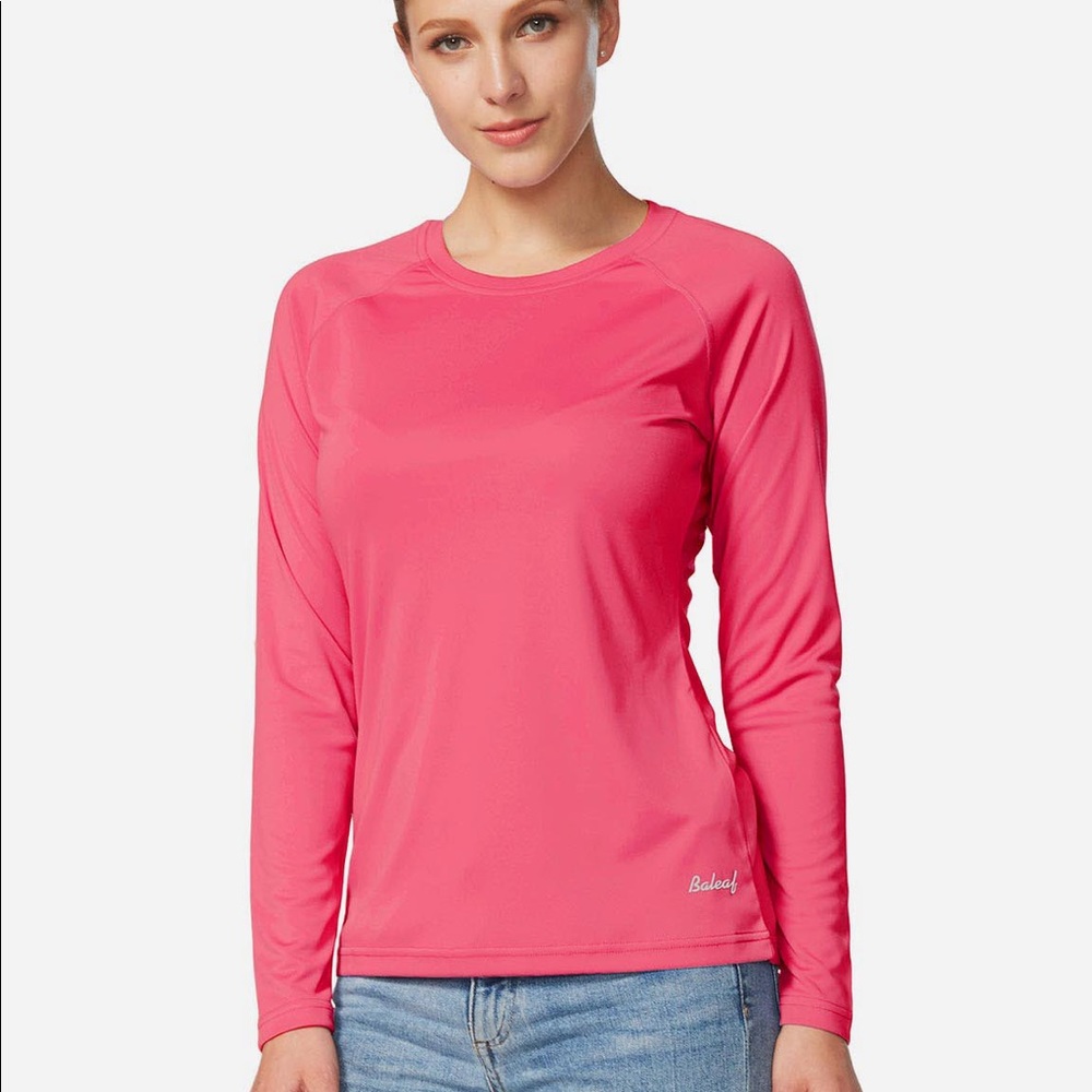 Baleaf Coral Pink Triumph UPF50+ Crew Neck Active Sun Shirt